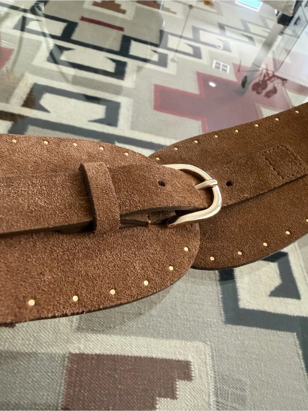 Gerard Darel Suede Leather Stretchy back Waist Belt Studded Made in Italy T2/M